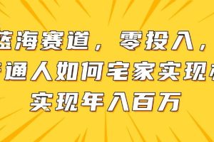 （14700期）新蓝海赛道，零投入，一个普通人如何宅家办公实现年入百万