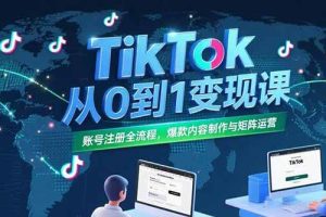 （15346期）TikTok从0到1变现课，账号注册全流程，爆款内容制作与矩阵运营