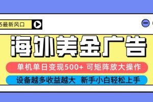 (16266期) 2025吃肉海外美金广告,单机单日变现500+,矩阵可无限放大,设备越多…