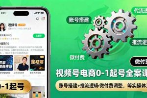 (16262期)视频号电商0-1起号全案课:账号搭建+推流逻辑+微付费调整,等实操体系