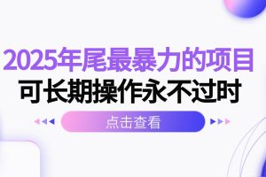 (16316期)2025年尾最暴力的项目可长期操作永不过时