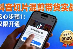(16319期)抖音切片混剪带货实战:权限开通、商品挂车、混剪手法,新手月入8000+