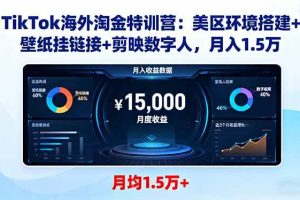 (16346期)TikTok海外淘金特训营:美区环境搭建+壁纸挂链接+剪映数字人,月入1.5万