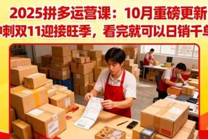(16400期)2025拼多多运营课:10月重磅更新:冲刺双11迎接旺季,看完就可以日销千…