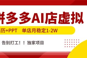 （17048期）拼多多AI店，简历+PPT，单店月稳定1-2W，告别打工，独家项目！