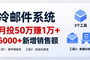 （17469期）月投 50 刀赚 1 万 +！冷邮件系统：6000 + 新增销售额，靠 3 个工具轻松搞