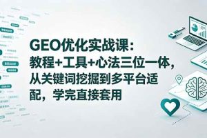（18717期）GEO优化实战课：教程+工具+心法三位一体，从关键词挖掘到多平台适配，学完直接套用