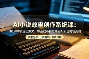 （19053期）AI小说故事创作系统课：10分钟极速出爆文，零基础小白也能轻松实现内容变现