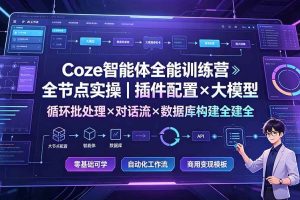 （19324期）Coze智能体全能训练营：全节点实操｜插件配置×大模型×循环批处理×对话流×数据库构建全教学
