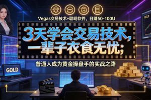 (20720期)3天学会做交易,普通人快速成为操盘手” Vegas交易系统+聪明软件 , 日赚50-1000U, 长期稳定,小白轻松上手