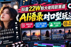 (20990期)抖音22W粉大佬同款赛道《AI语录对口型玩法》:爆款语录制作+热门视频混剪+账号运营涨粉+多渠道变现实操
