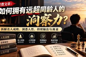 (21025期)付费文章:如何拥有远超同龄人的洞察力?拆解名人成败、洞悉人性、持续输出与商业实践