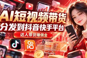 (20754期)【AI短视频带货】分发到抖音快手平台,达人带货赚佣金