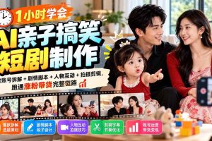 （20807期）1小时学会AI亲子搞笑短剧制作：爆款账号拆解+剧情脚本+人物互动+拍摄剪辑，跑通涨粉带货完整链路